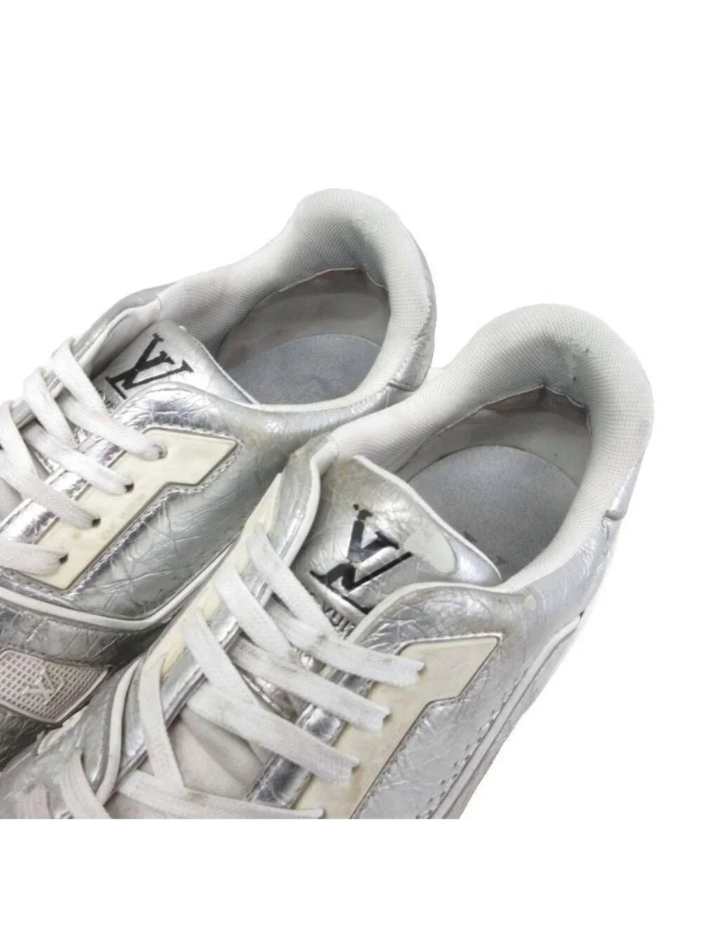 Louis Vuitton LV Trainer Line LV Logo Sneakers Low Cut Shoes Leather Metallic 8